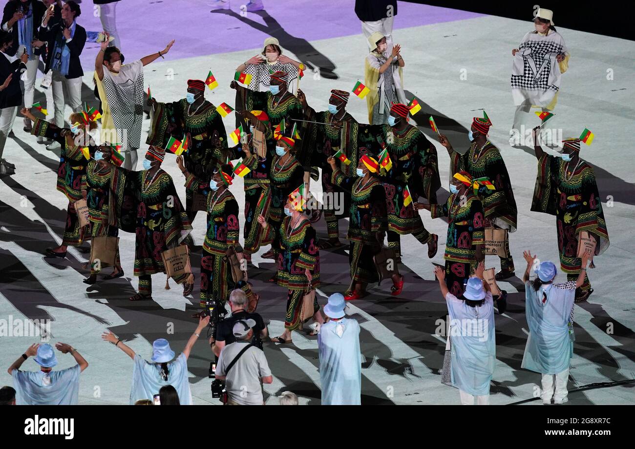 The Cameroon Olympic team during the opening ceremony of the Tokyo 2020