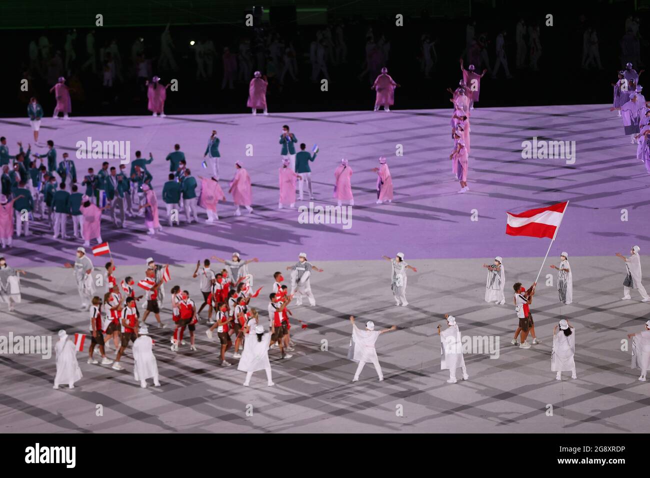 Tokyo Olympics The Tokyo Olympics Opening Ceremony Olympic Stadium Tokyo Japan July 23 21 Flag Bearers Tanja Frank Of Austria And Thomas Zajac Of Austria Lead Their Tokyo Olympics The Tokyo Olympics Opening Ceremony Olympic Stadium Tokyo Japan July 23 21 Flag Bearers Tanja Frank Of Austria And Thomas Zajac Of Austria Lead Their