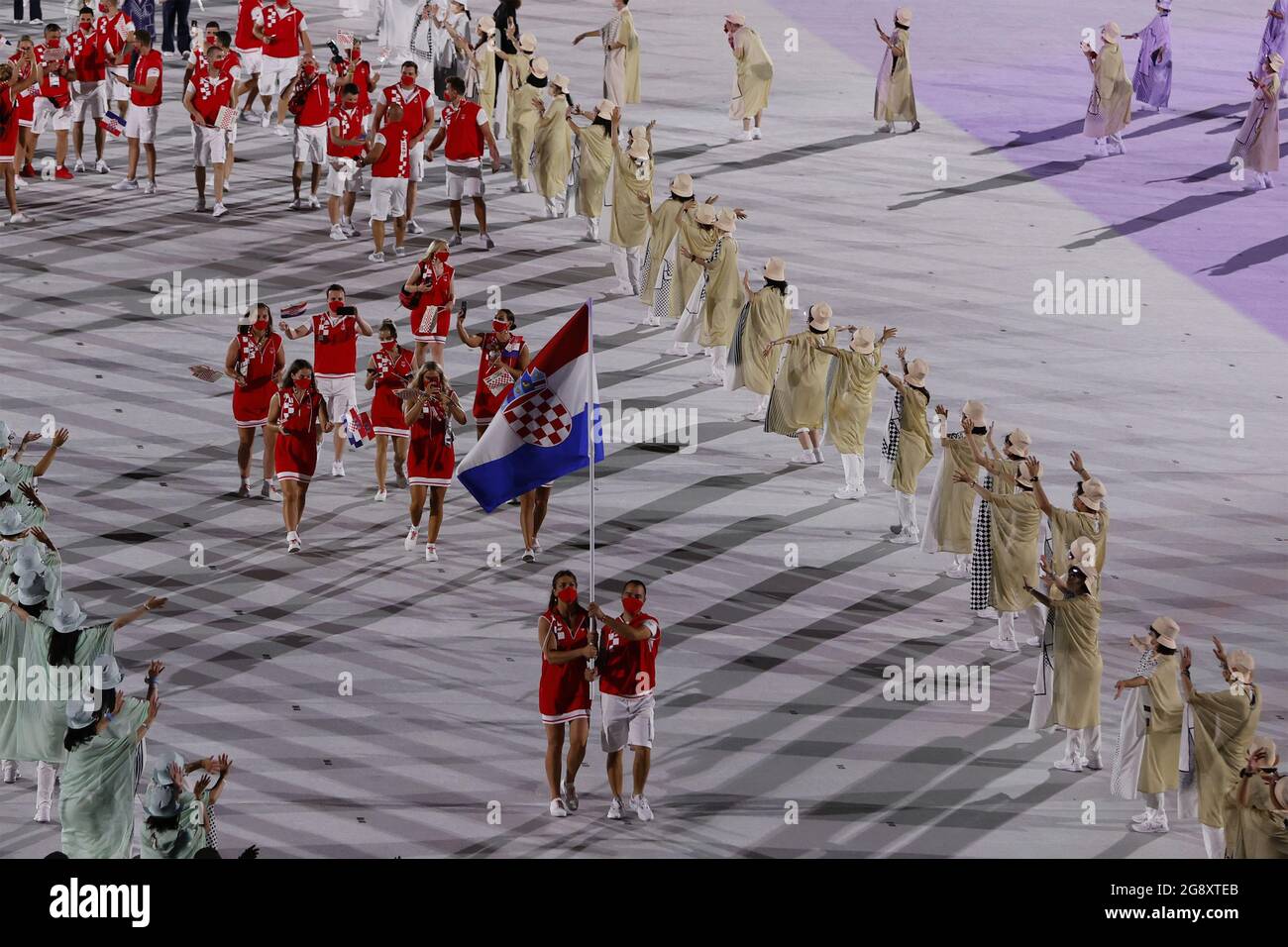 Tokyo Japan 23rd July 21 Tokyo Japan 23rd July 21 Members Of Team Croatia Arrive During The Olympics Opening Ceremonies At Tokyo Olympics Stadium In Tokyo Japan On Friday July 23 Tokyo Japan 23rd July 21 Tokyo Japan 23rd July 21 Members Of Team Croatia Arrive During The Olympics Opening Ceremonies At Tokyo Olympics Stadium In Tokyo Japan On Friday July 23