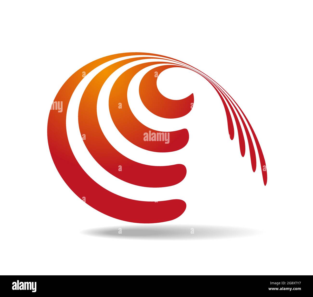 Several parallel orange lines wound around a transparent cone. Logo Stock Vector