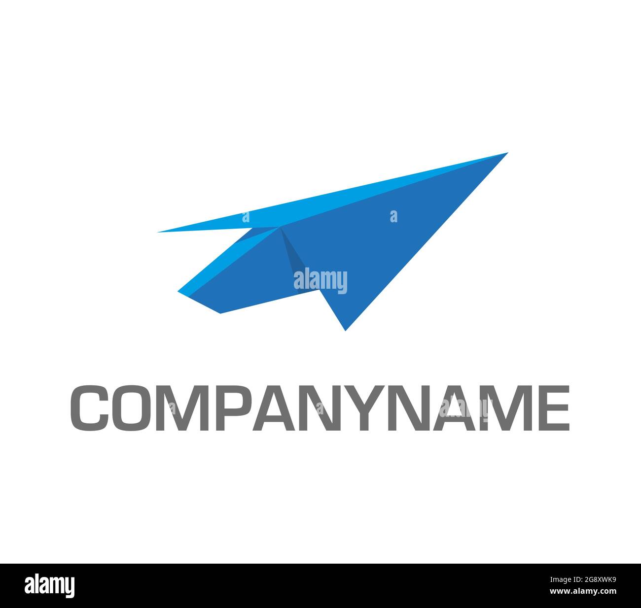 Paper plane, blue toy plane. Ready logo Stock Vector