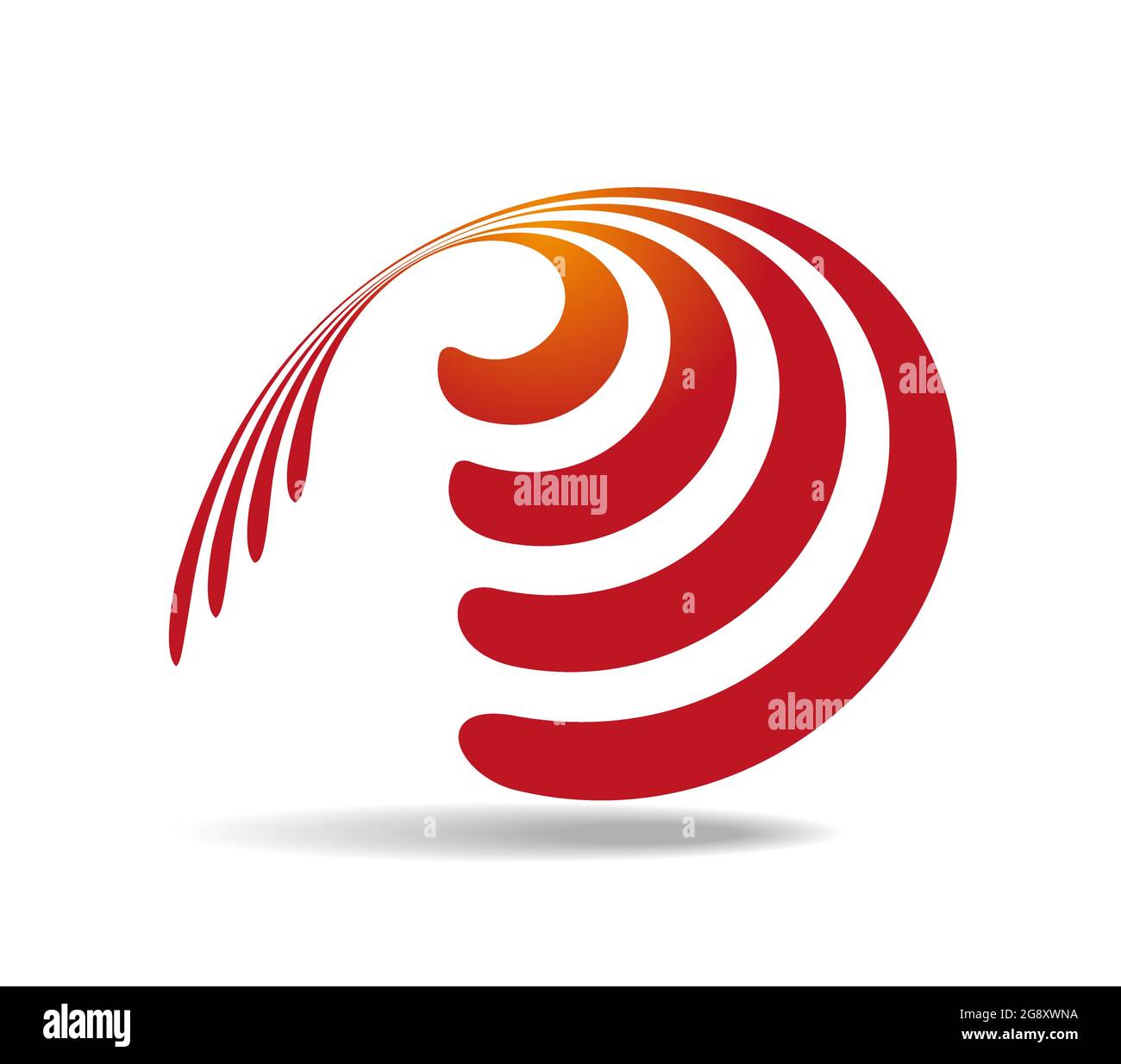 Several parallel orange lines wound around a transparent cone. Logo Stock Vector