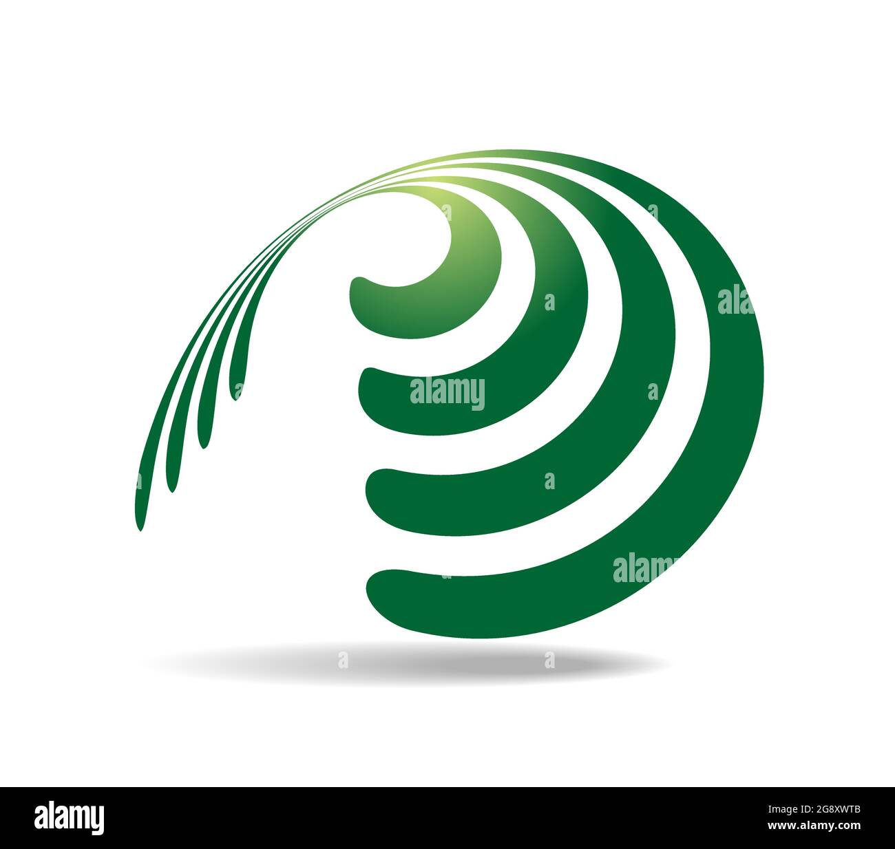 Several parallel lines in greens wound around a transparent cone Stock Vector
