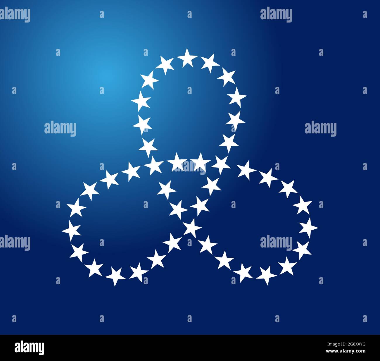 Mobius loop with three elements made of stars on dark background Stock ...