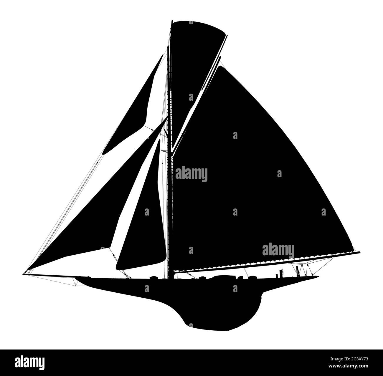 Silhouette of a sailing boat Stock Photo