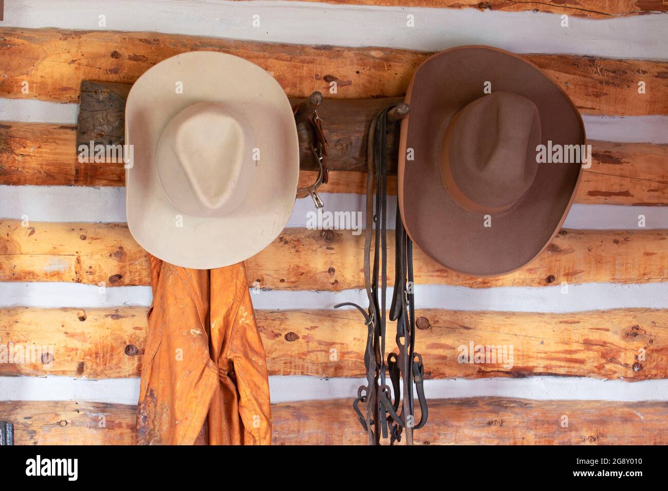 Cowboy hats, Big Horn County Historical Museum, Hardin, Montana Stock Photo