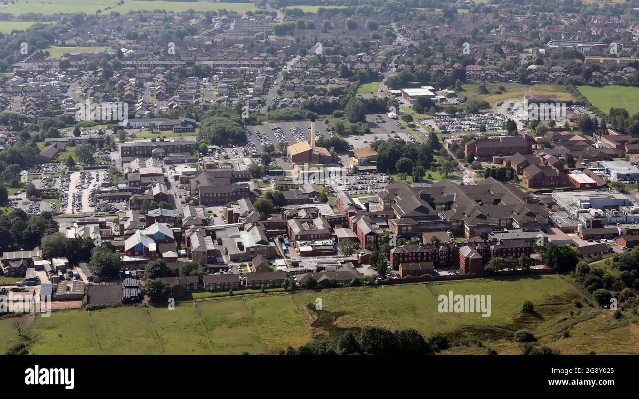 aerial view of Royal Bolton Hospital in Farnworth near Bolton (this view from the North) Stock Photo