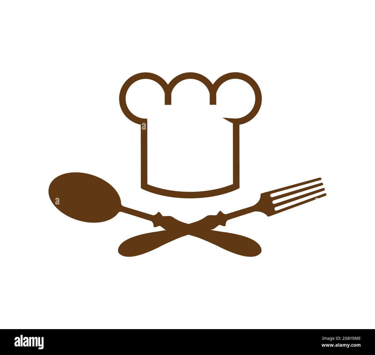 Chef's hat with crossed spoon and fork. Cutlery logo Stock Vector Image ...
