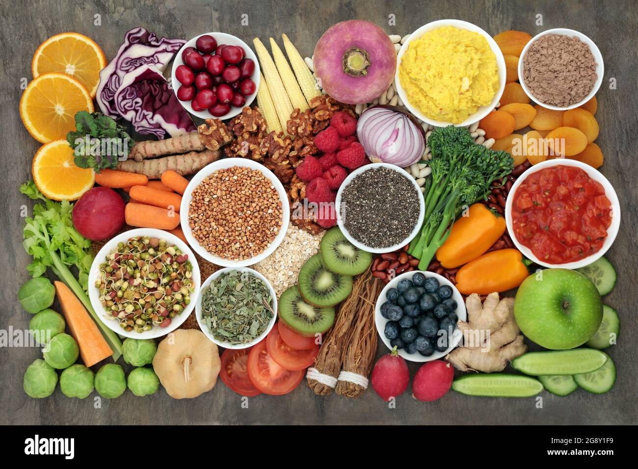 Picture of Immune system boosting healthy vegan food high in protein, antioxidants ...