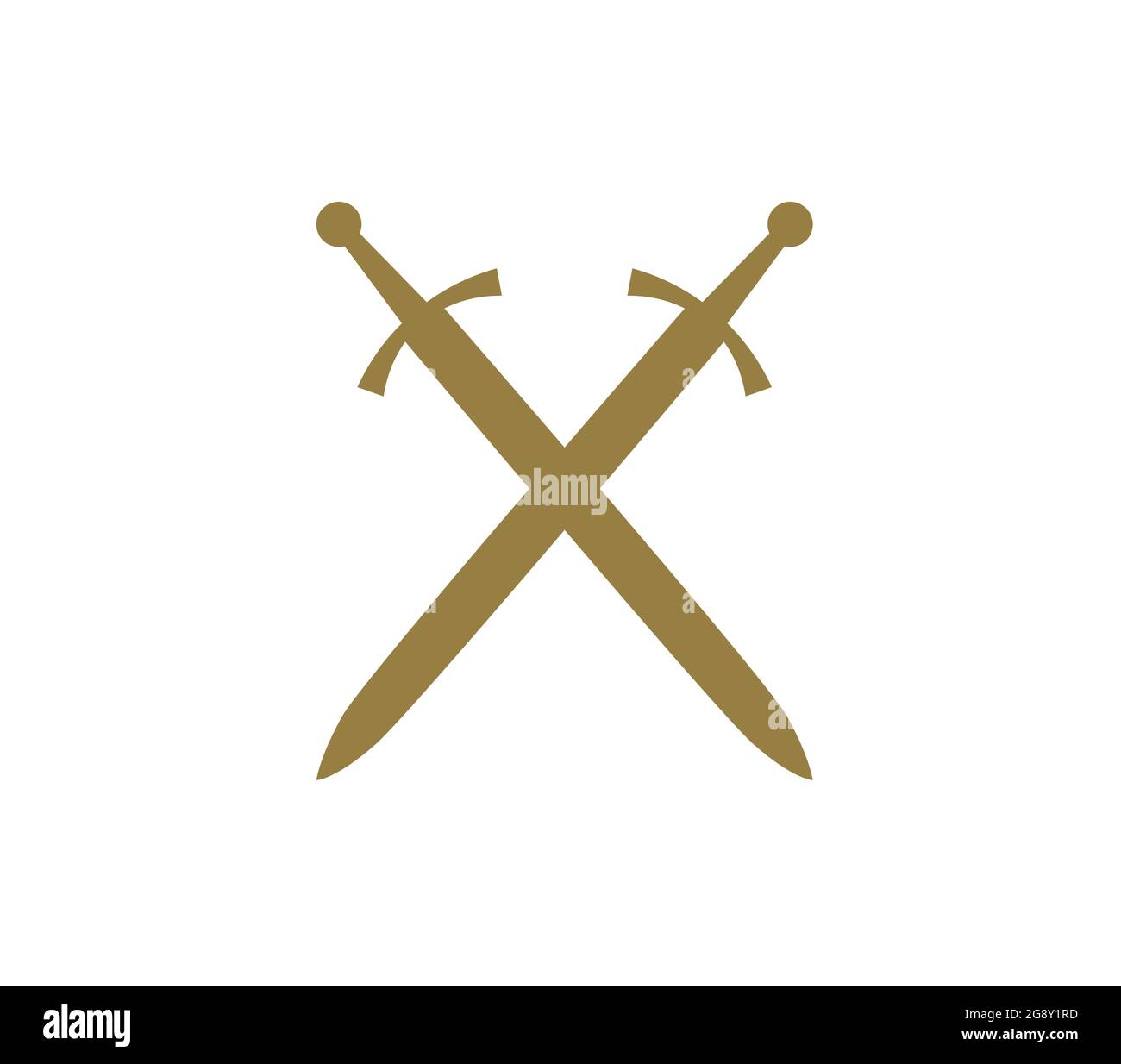 Two realistic crossed swords with golden handle Vector Image