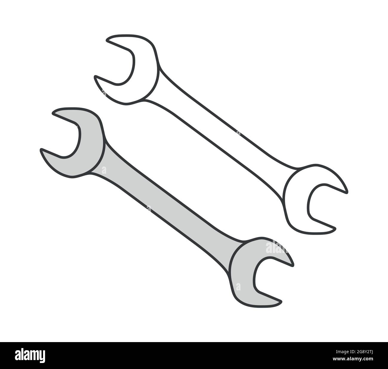 Two flat wrenches mechanic workshop. For a locksmith Stock Vector
