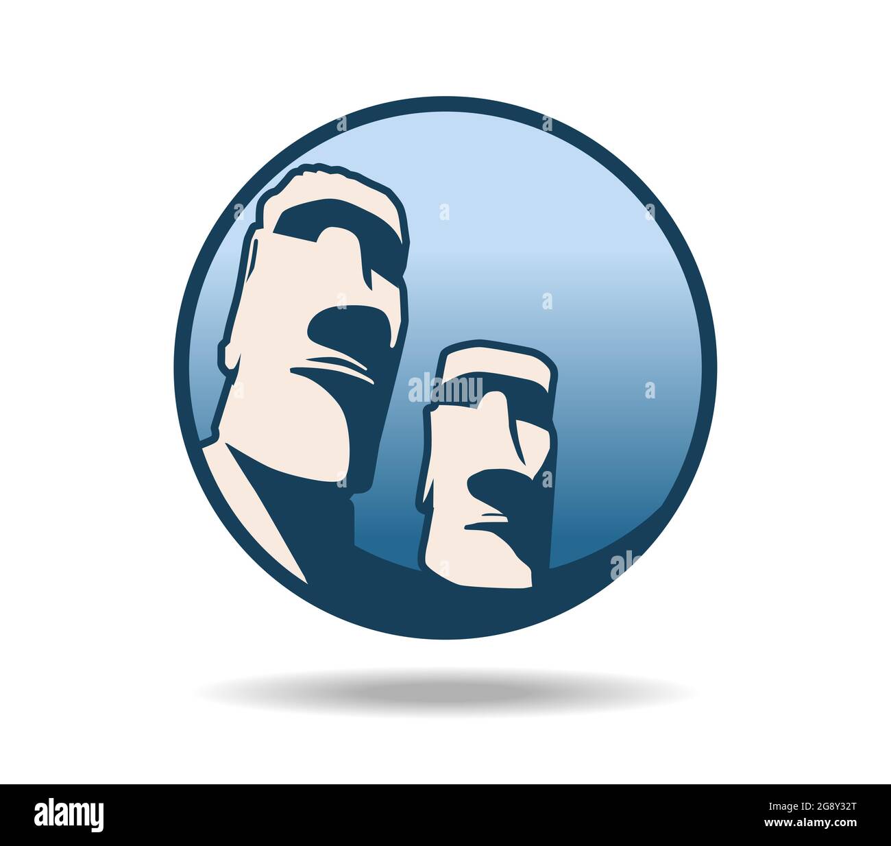 The heads of the statues of Easter Island in the circle Stock Vector