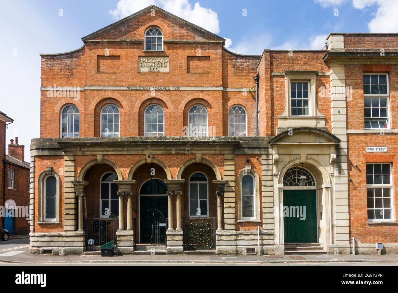 The Wesleyan Chapel, Bridgwater, Somerset, an early 19th-century Nonconformist chapel with later Victorian frontage. Stock Photo