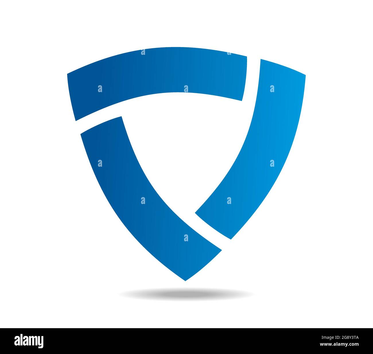 Blue shield made of separated arcs, triangle, Mobiu's loop Stock Vector