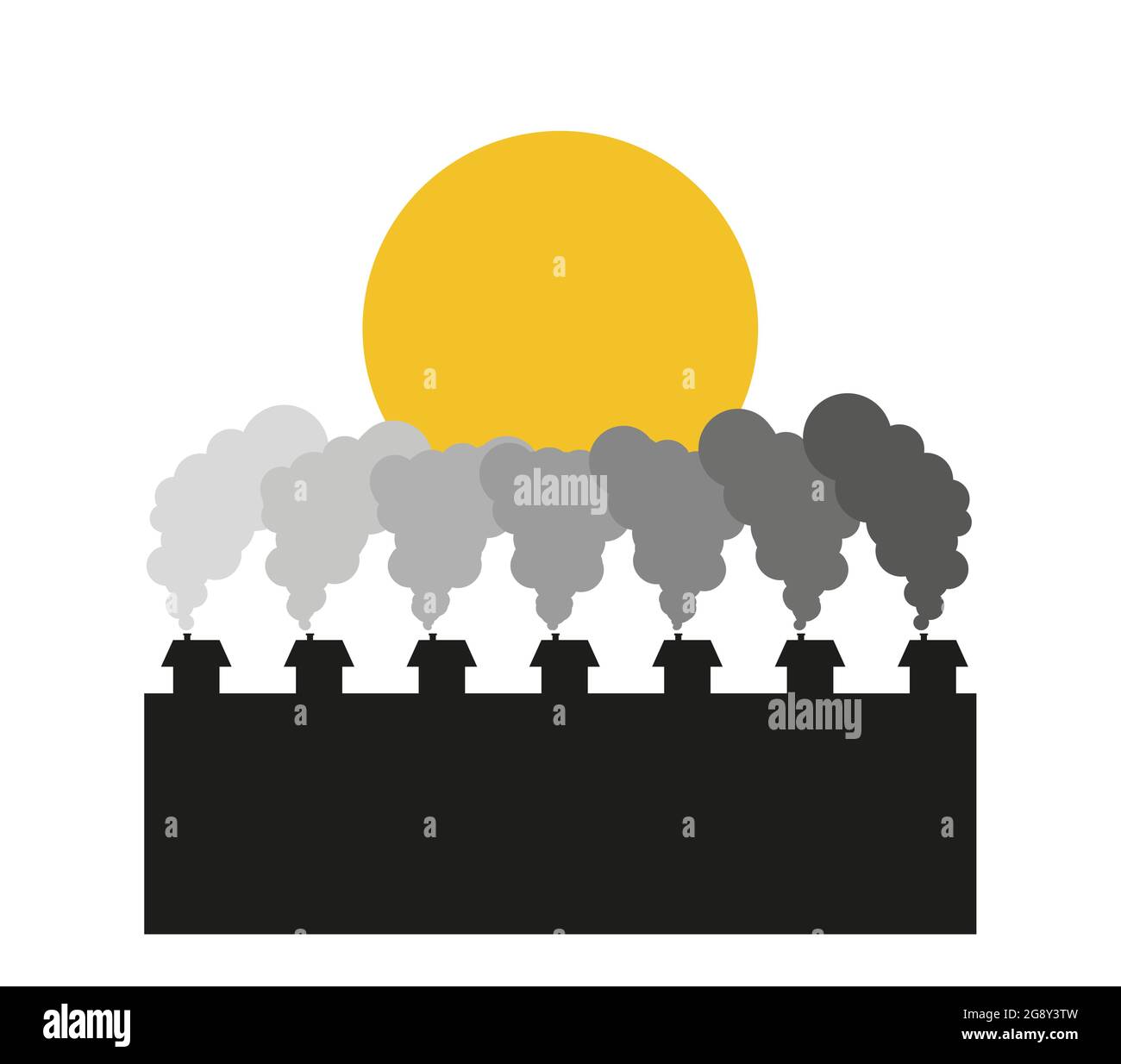 Poisoning the environment. Pollution. Smoke from the chimneys obscures ...