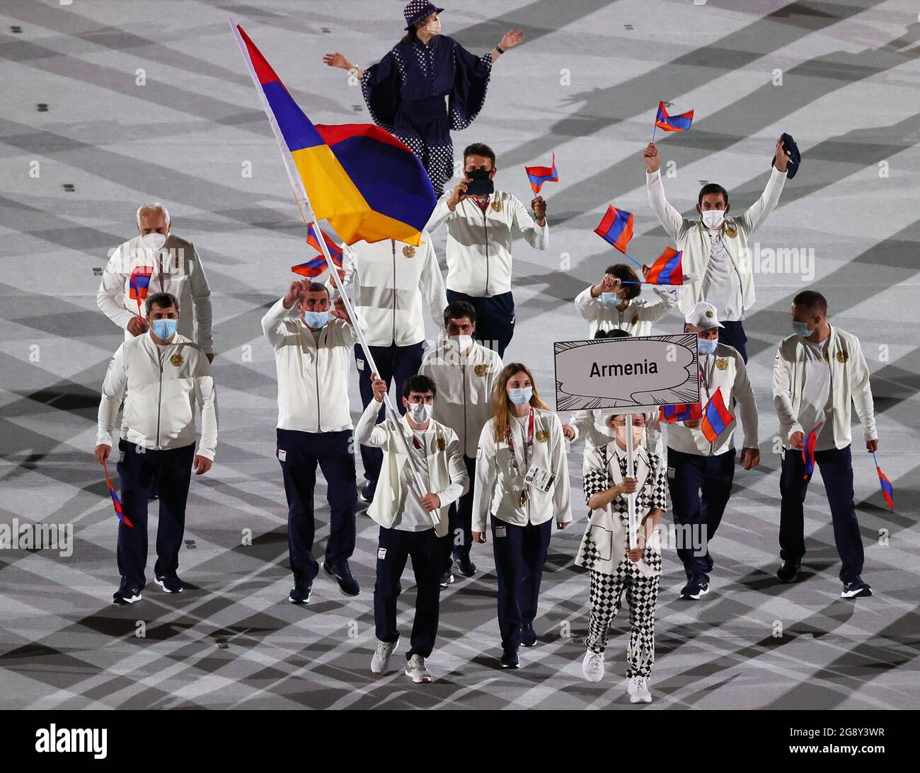 Tokyo Japan 23rd July 21 Delegation From Armenia Takes Part In The Parade Of Nations At The Opening Ceremony Of The Tokyo Summer Olympic Games At The National Stadium Tokyo Was Tokyo Japan 23rd July 21 Delegation From Armenia Takes Part In The Parade Of Nations At The Opening Ceremony Of The Tokyo Summer Olympic Games At The National Stadium Tokyo Was