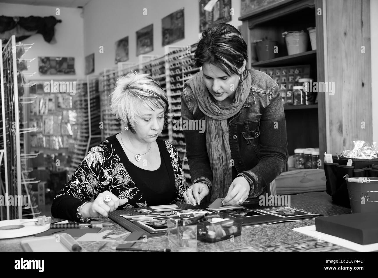 JOHANNESBURG, SOUTH AFRICA Jan 05, 2021 Two ladies in a scrapbooking