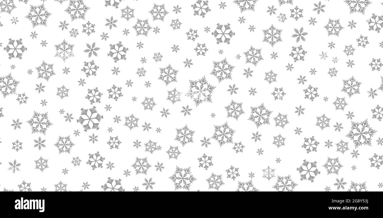 Winter seamless pattern with grey snowflakes on white background ...
