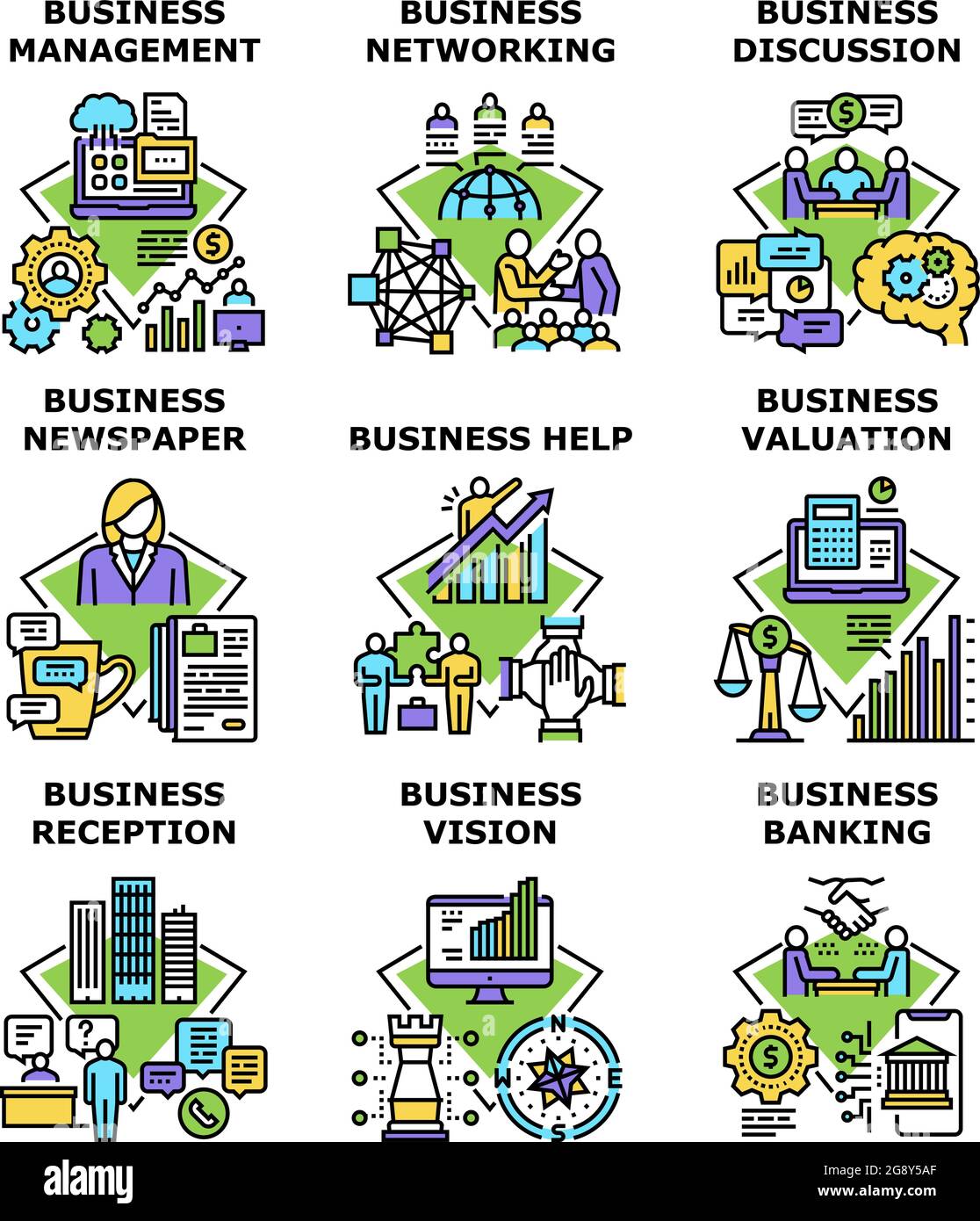 Business Vision Set Icons Vector Illustrations Stock Vector Image & Art ...