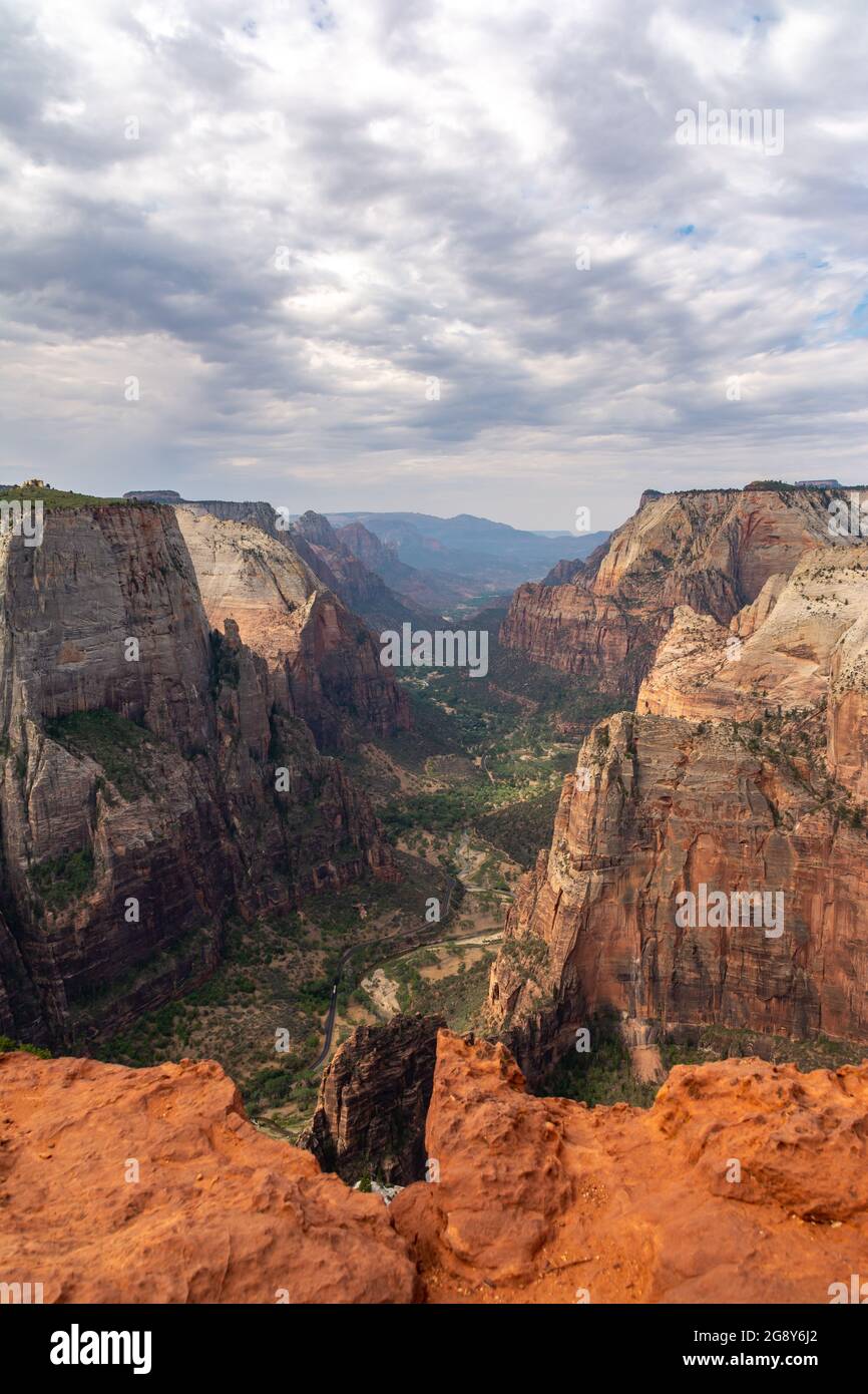 Looking Out From Observation Point Over Zion Canyon With Views Of Angels Landing And The Zion 