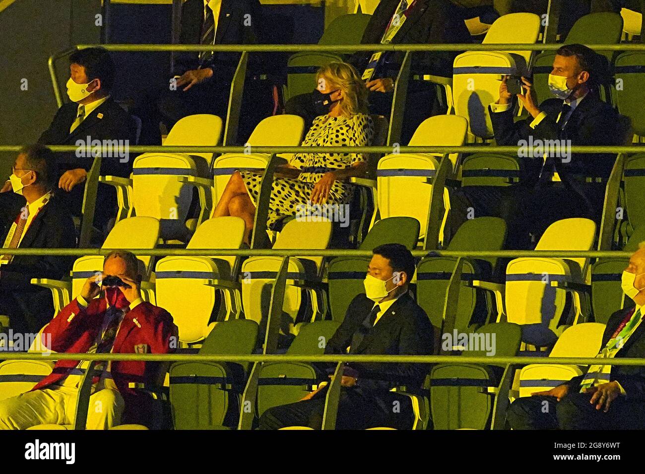 Tokyo Japan 23rd July 21 Olympics Opening Ceremony In The Olympic Stadium Jill Biden Top M First Lady Of The Usa Sits Next To Emmanuel Macron Top R President Of France Bottom Tokyo Japan 23rd July 21 Olympics Opening Ceremony In The Olympic Stadium Jill Biden Top M First Lady Of The Usa Sits Next To Emmanuel Macron Top R President Of France Bottom
