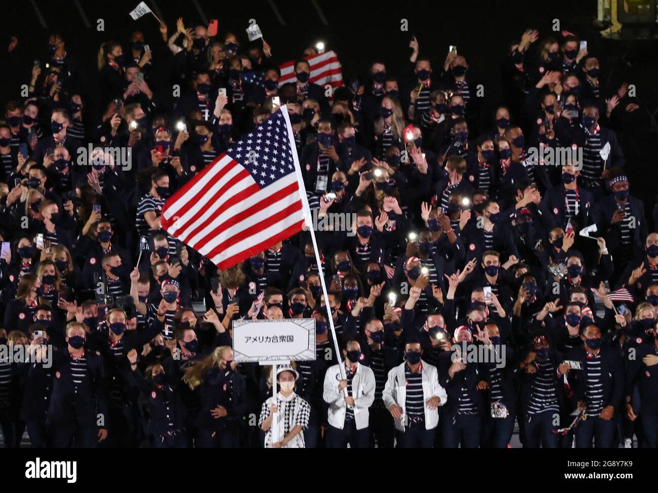 Tokyo Japan 23rd July 21 Delegation From The United States Takes Part In The Parade Of Nations At The Opening Ceremony Of The Tokyo Summer Olympic Games At The National Stadium