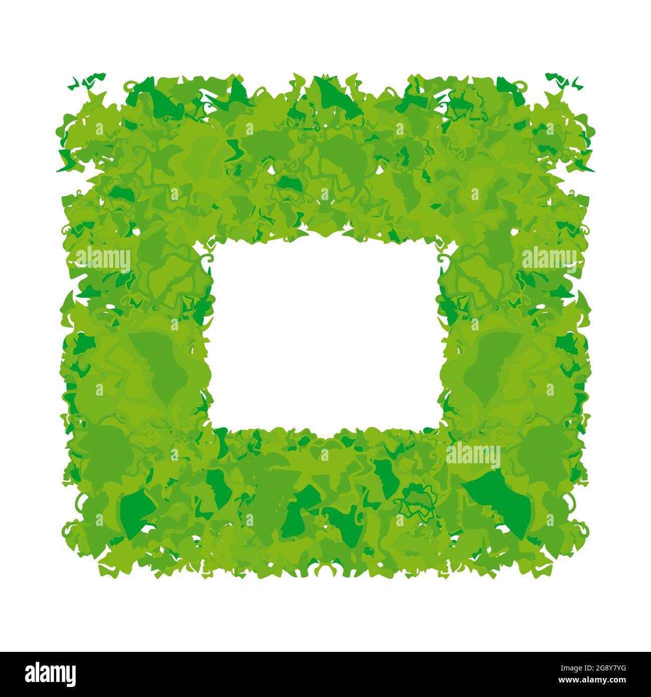 frame of green leaves on a white background. Vector illustration Stock ...