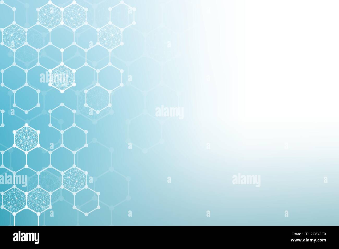 Science network pattern, connecting lines and dots. Technology hexagons structure or molecular connect elements Stock Vector