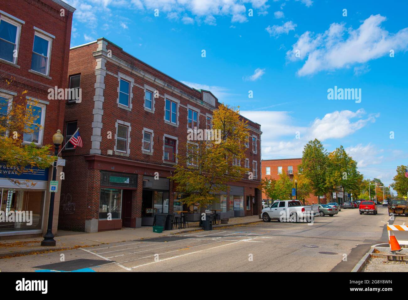 outdoor, antique, historic, old, street, main, cityscape, city, nh, hampshire, new, laconia, architecture, building, house, landmark, style, historica Stock Photo