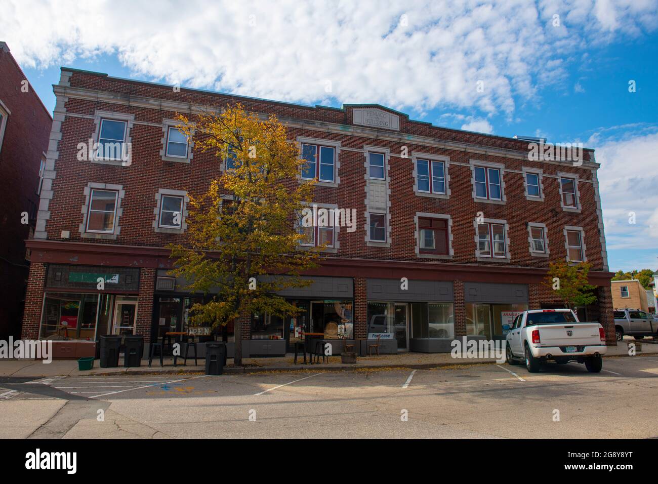 outdoor, antique, historic, old, street, main, cityscape, city, nh, hampshire, new, laconia, architecture, building, house, landmark, style, historica Stock Photo