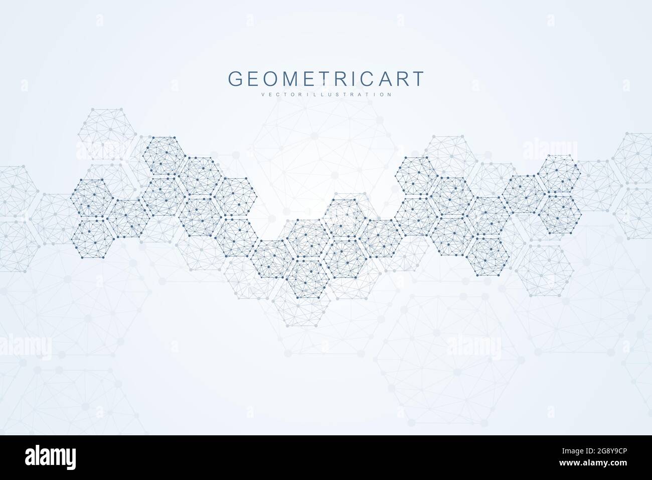 Hexagonal abstract background. Big Data Visualization. Global network connection. Medical, technology, science background. Vector illustration. Stock Vector