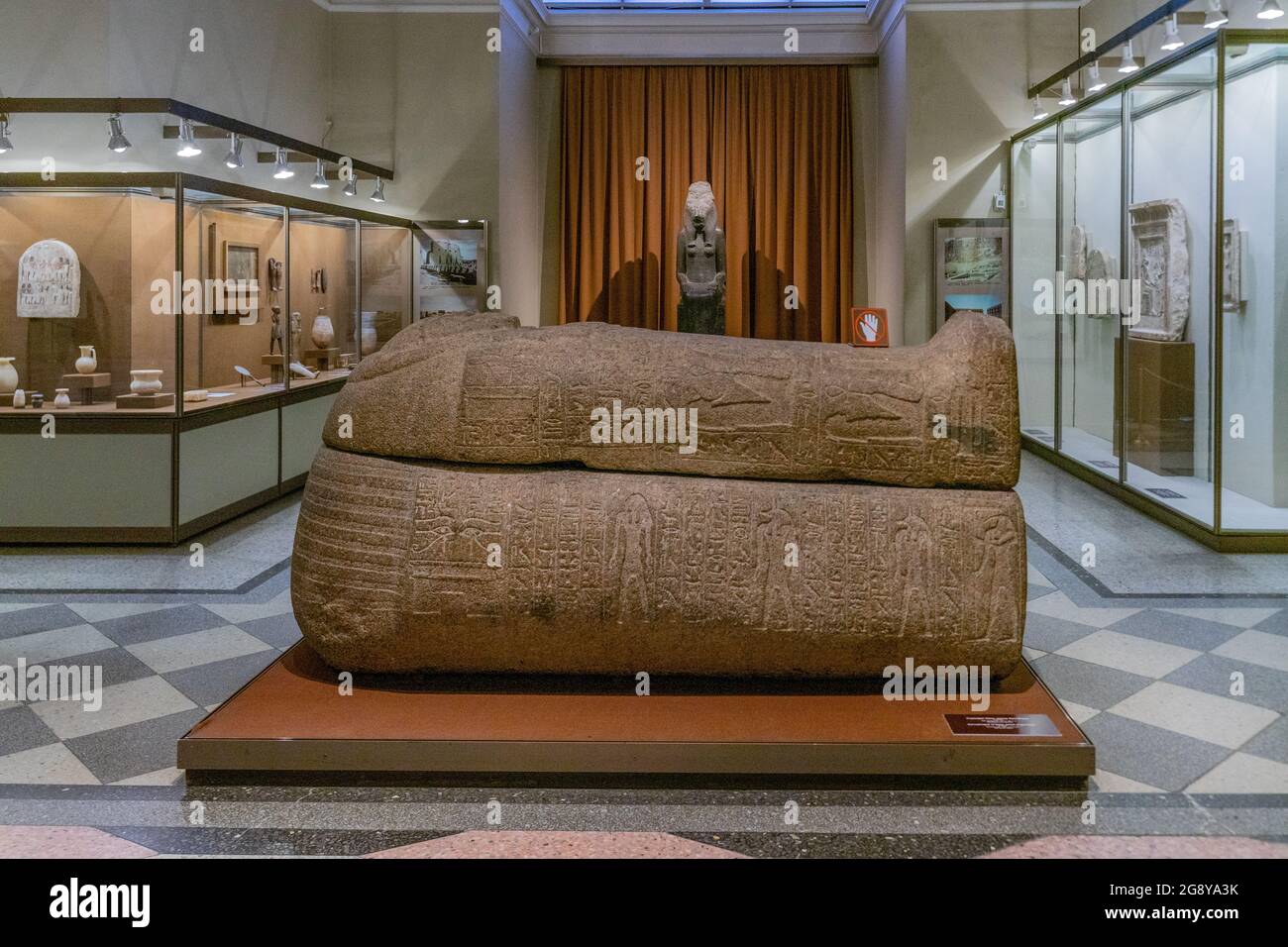 Sarcophagus of Nana, priest of God Ptah, granite, Dynasty XIX, 13th century BC, Memphite region, Hermitage Museum, St. Petersburg, Russia Stock Photo