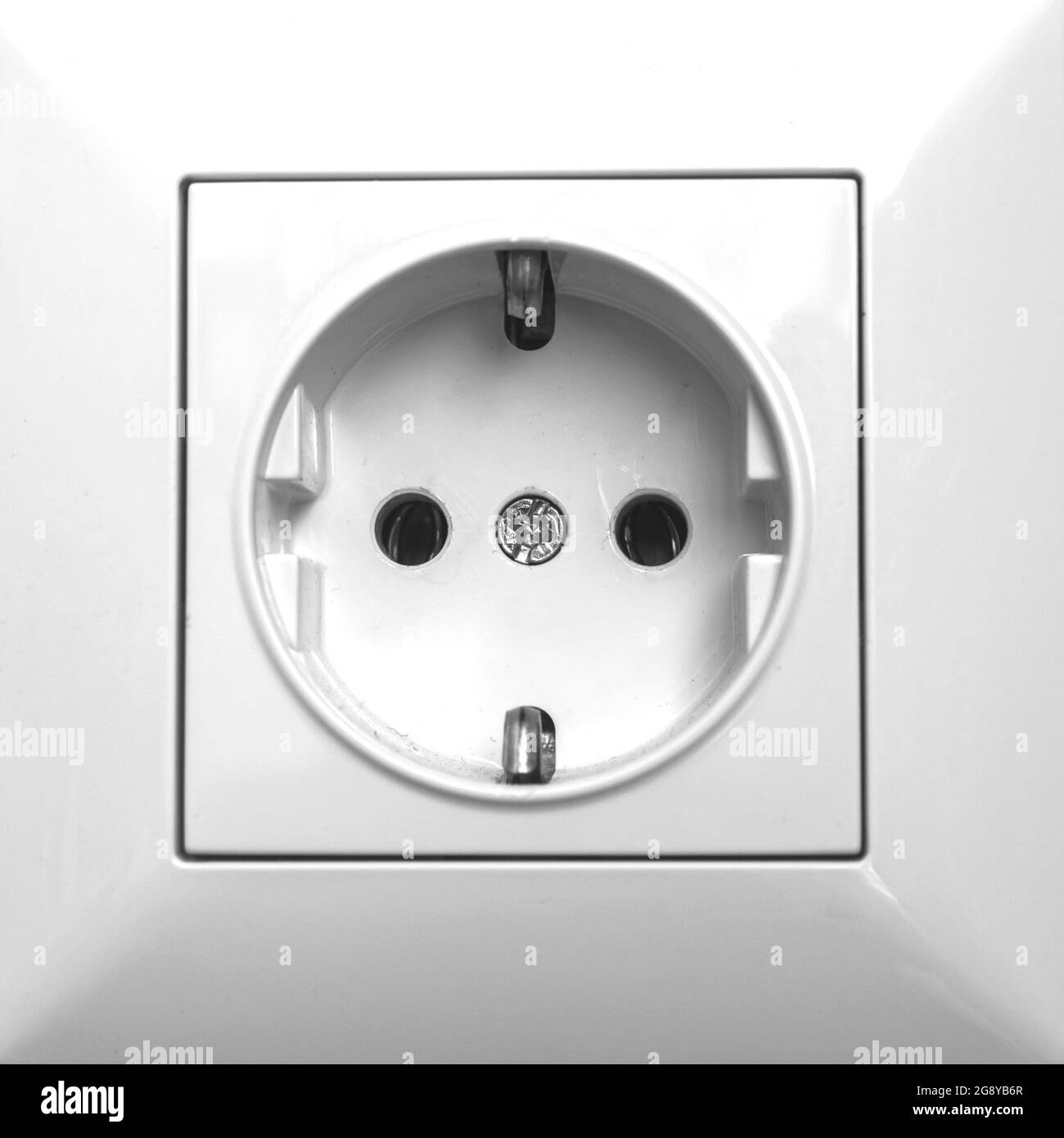 Power socket EU European Type F socket close up square Stock