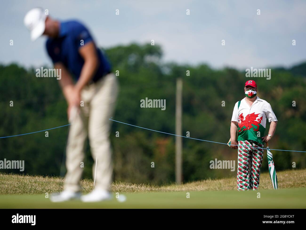 Wil Besseling putts on the 1st green during day two of the Cazoo Wales Open at the Celtic Manor Resort in Newport, Wales. Picture date: Friday July 23, 2021. Stock Photo