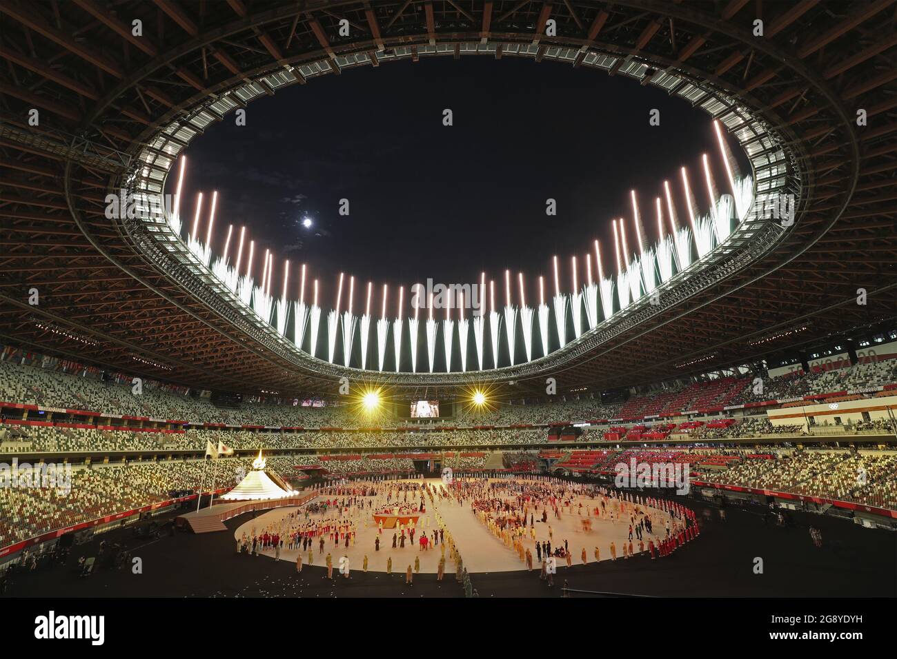 Tokyo, Japan. 23rd July, 2021. Fireworks concludes festivities during
