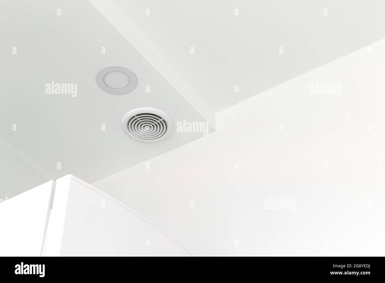 Circular air ventilation in modern home house interior on the roof, ndustrial contruction design Stock Photo