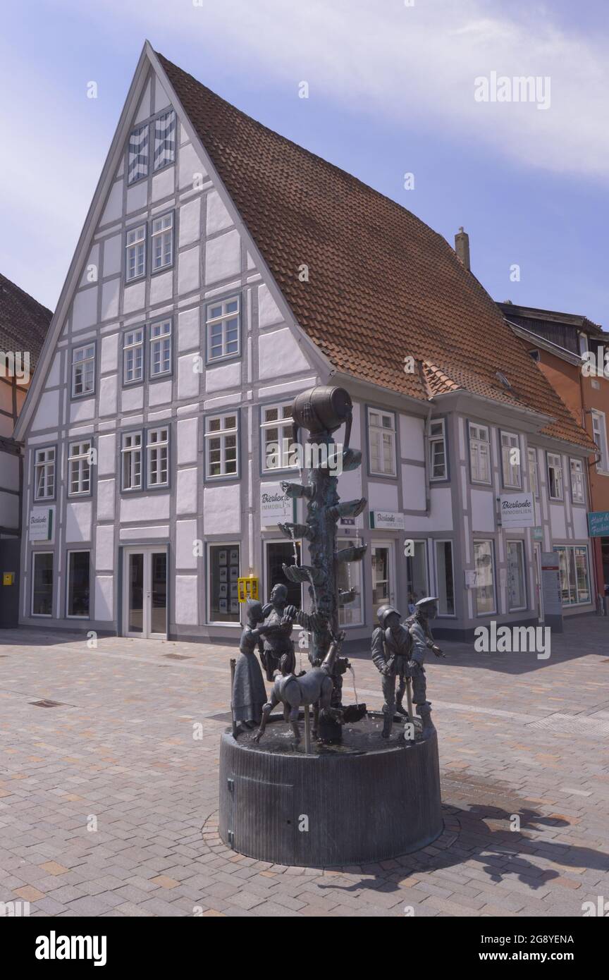 Kanzlerbrunnen in Lemgo, Germany Stock Photo