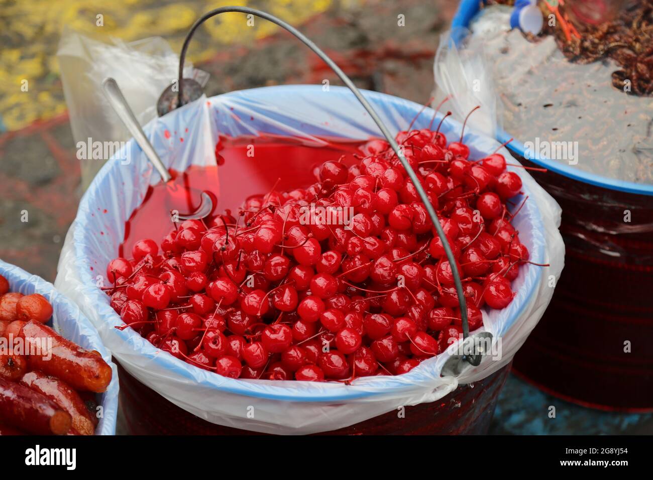 Candied fruit for sale at the market in the city of Puebla, Mexico