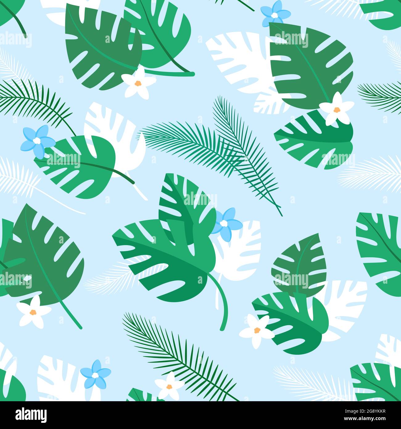 Vector tropical leaves summer seamless pattern Stock Vector by