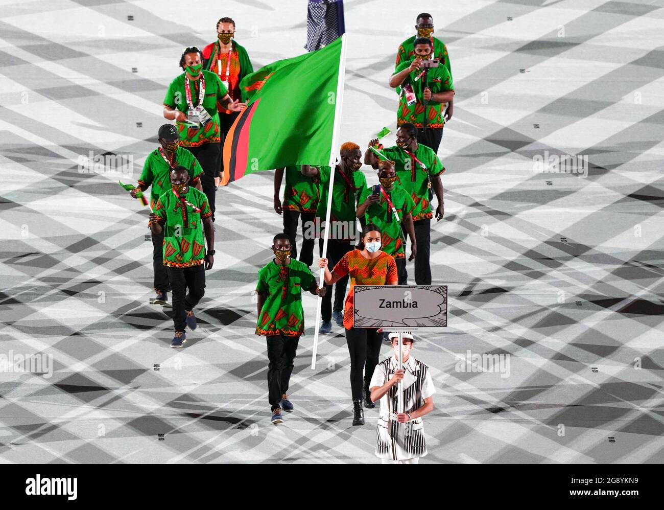 Tokyo Japan 23rd July 21 Olympic Delegation Of Zambia Parade Into Olympic Stadium During The Opening Tokyo Japan 23rd July 21 Olympic Delegation Of Zambia Parade Into Olympic Stadium During The Opening