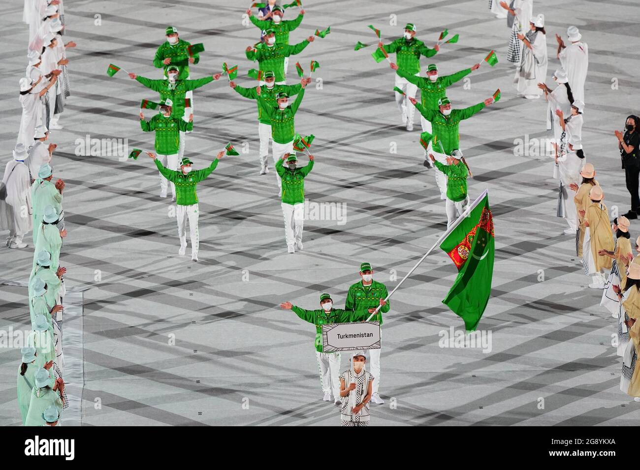 Tokyo Japan 23rd July 21 Olympic Delegation Of Turkmenistan Parade Into Olympic Stadium During The Opening Tokyo Japan 23rd July 21 Olympic Delegation Of Turkmenistan Parade Into Olympic Stadium During The Opening