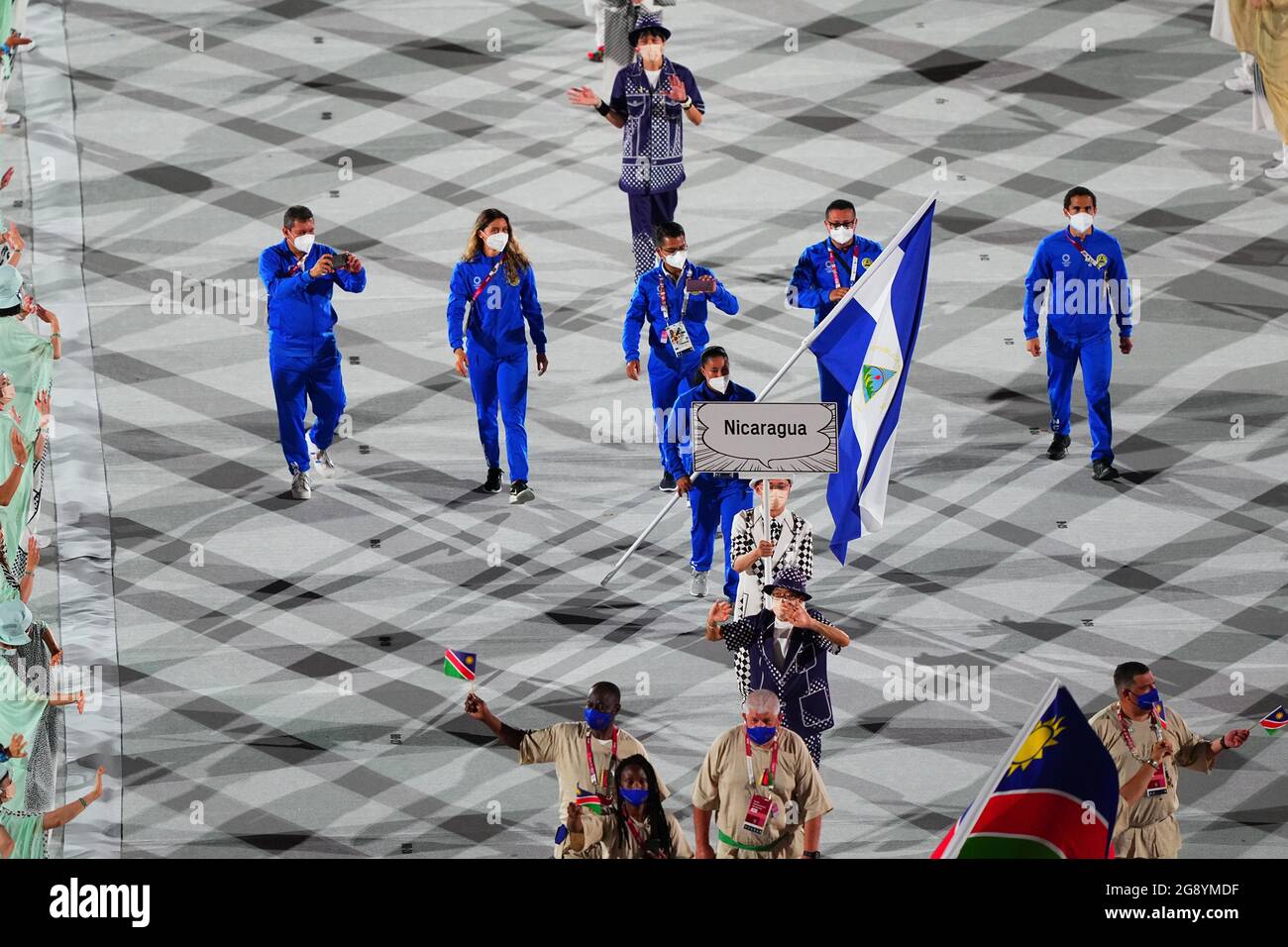 Tokyo Japan 23rd July 21 Olympic Delegation Of Nicaragua Parade Into Olympic Stadium During The Opening Tokyo Japan 23rd July 21 Olympic Delegation Of Nicaragua Parade Into Olympic Stadium During The Opening