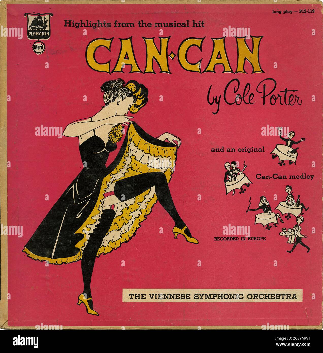 Highlights from the musical hit Can-Can by Cole Porter - Vintage Vinyl Record Cover Stock Photo