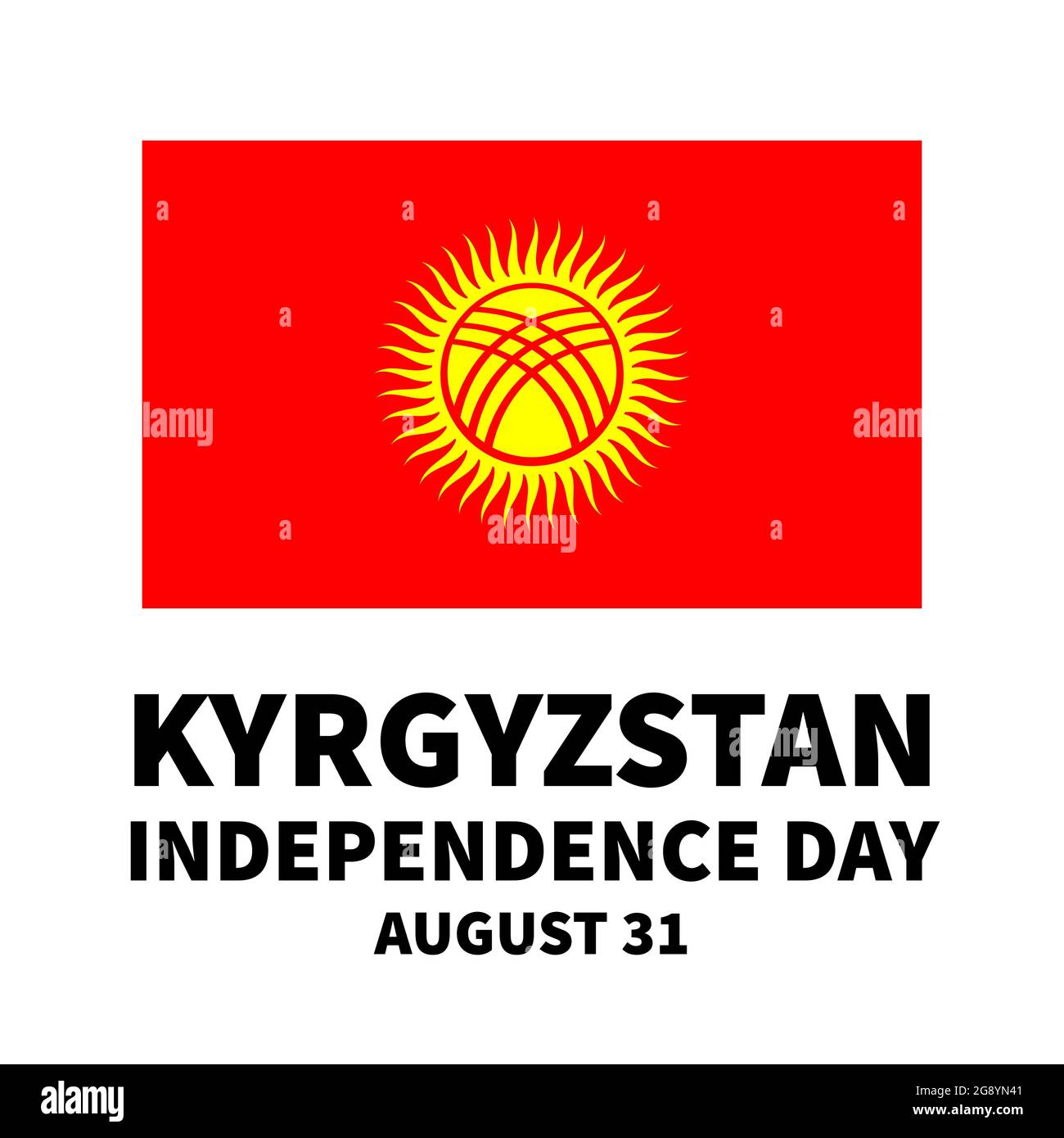 Kyrgyzstan Independence Day lettering with flag. National holiday celebrate on August 31. Vector template for typography poster banner, flyer, sticker Stock Vector
