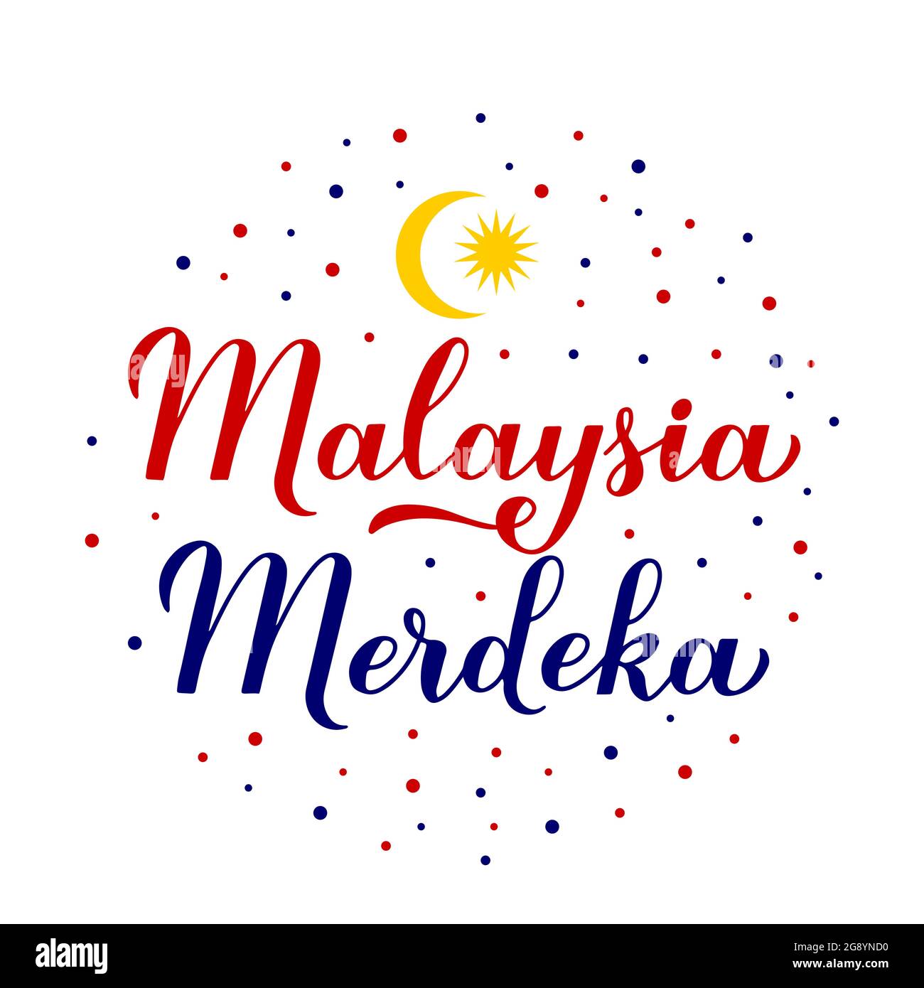 Malaysia Merdeka calligraphy lettering. Independence Day in Malaysian