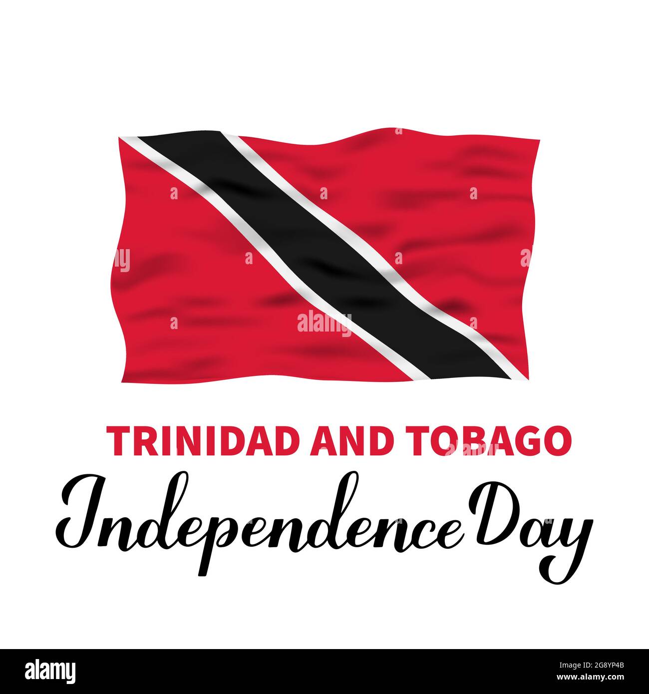 Trinidad And Tobago Independence Day Lettering With Flag Isolated On