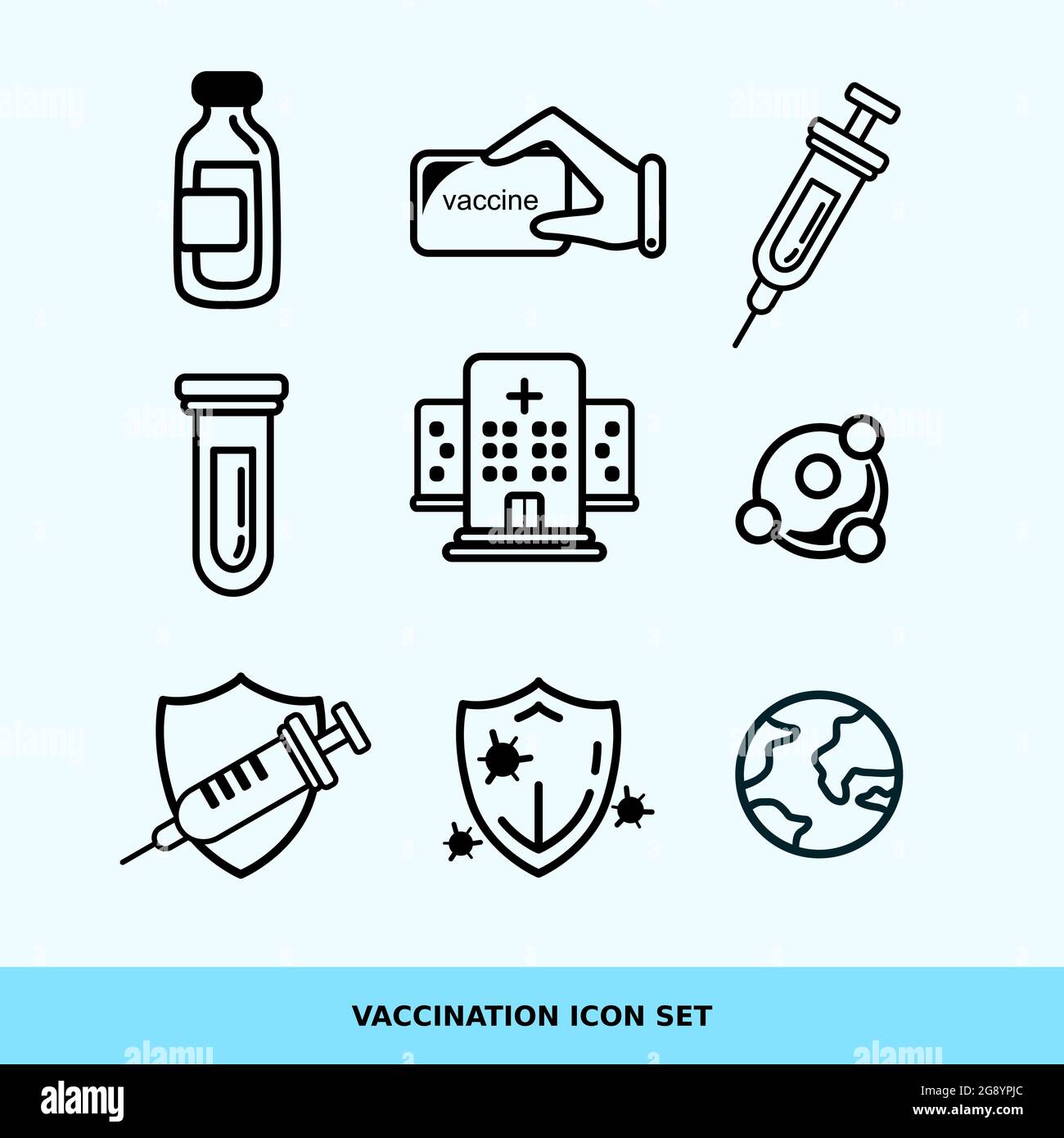 vaccine icon set vector only outline easy to change color one icon has combined elements items based on layer by layer Stock Vector