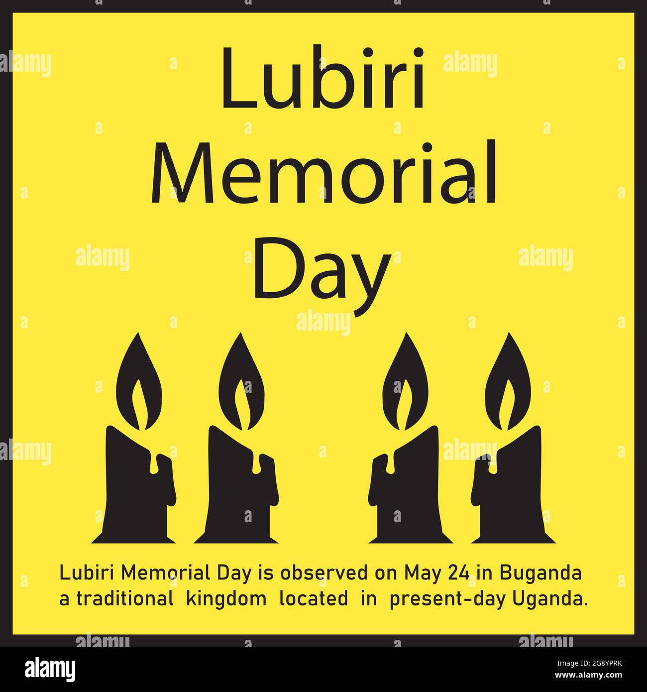 Lubiri Memorial Day is observed on May 24 in Buganda, a traditional kingdom located in present-day Uganda. Stock Vector