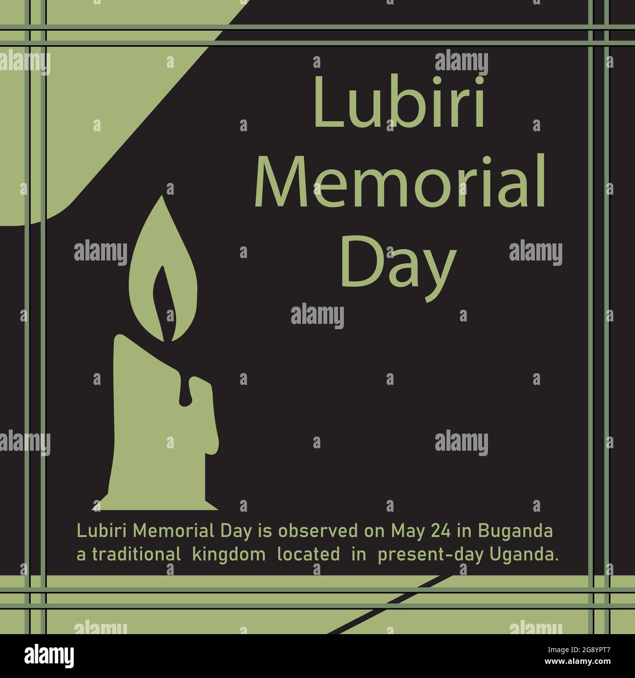 Lubiri Memorial Day is observed on May 24 in Buganda, a traditional kingdom located in present-day Uganda. Stock Vector