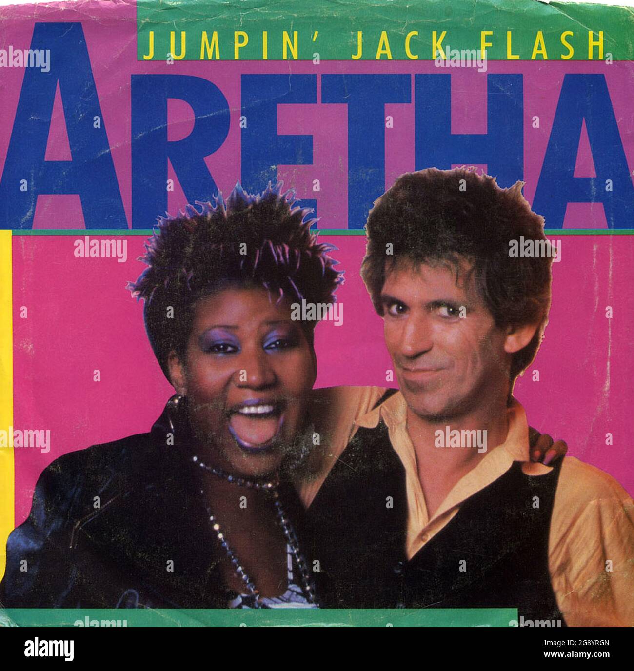Jumpin' Jack Flash, Aretha Franklin Vintage Vinyl Record Cover Stock